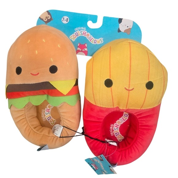 Squishmallows Other - Squishmallows Burger and Fries Plush Slippers Kids Size 7-8 New with Tags
